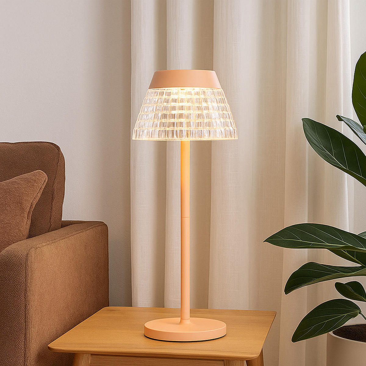 LED TISCHLEUCHTE Touchdimmer Orange klar - Orange, Metall (13.5/13.5/38cm) - Globo Lighting