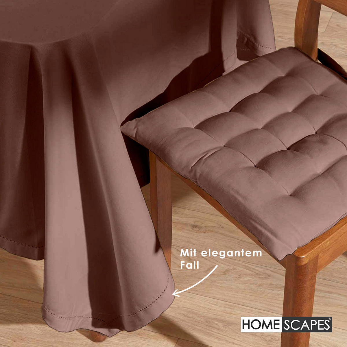 TISCHDECKE braun 137/137 cm, 100% Baumwolle - Braun, Textil (137/137cm) - Homescapes