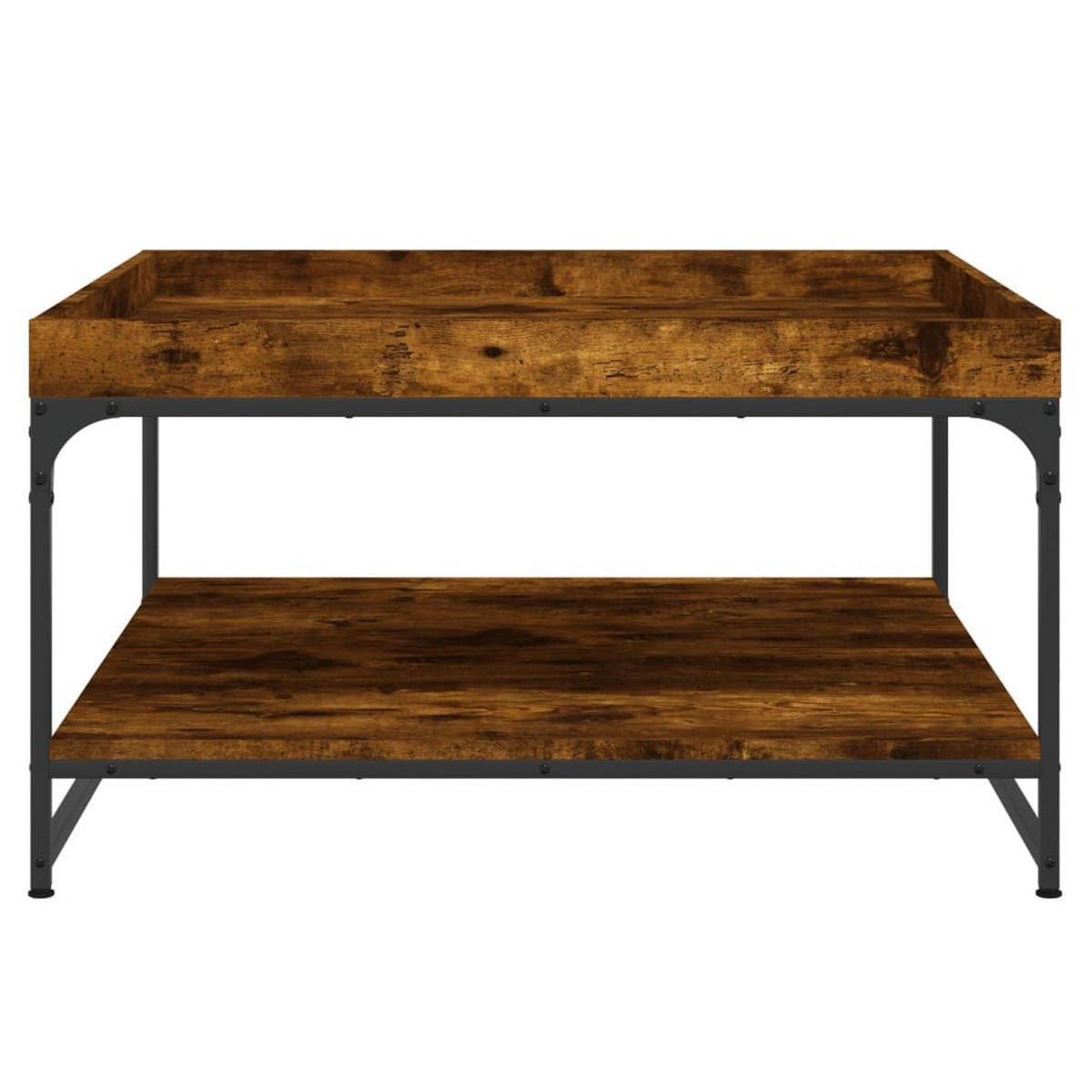 COUCHTISCH Räuchereiche 80x80x45 cm Holzwerkstoff und Eisen - Braun, Holzwerkstoff (80/80/45cm) - furnicato
