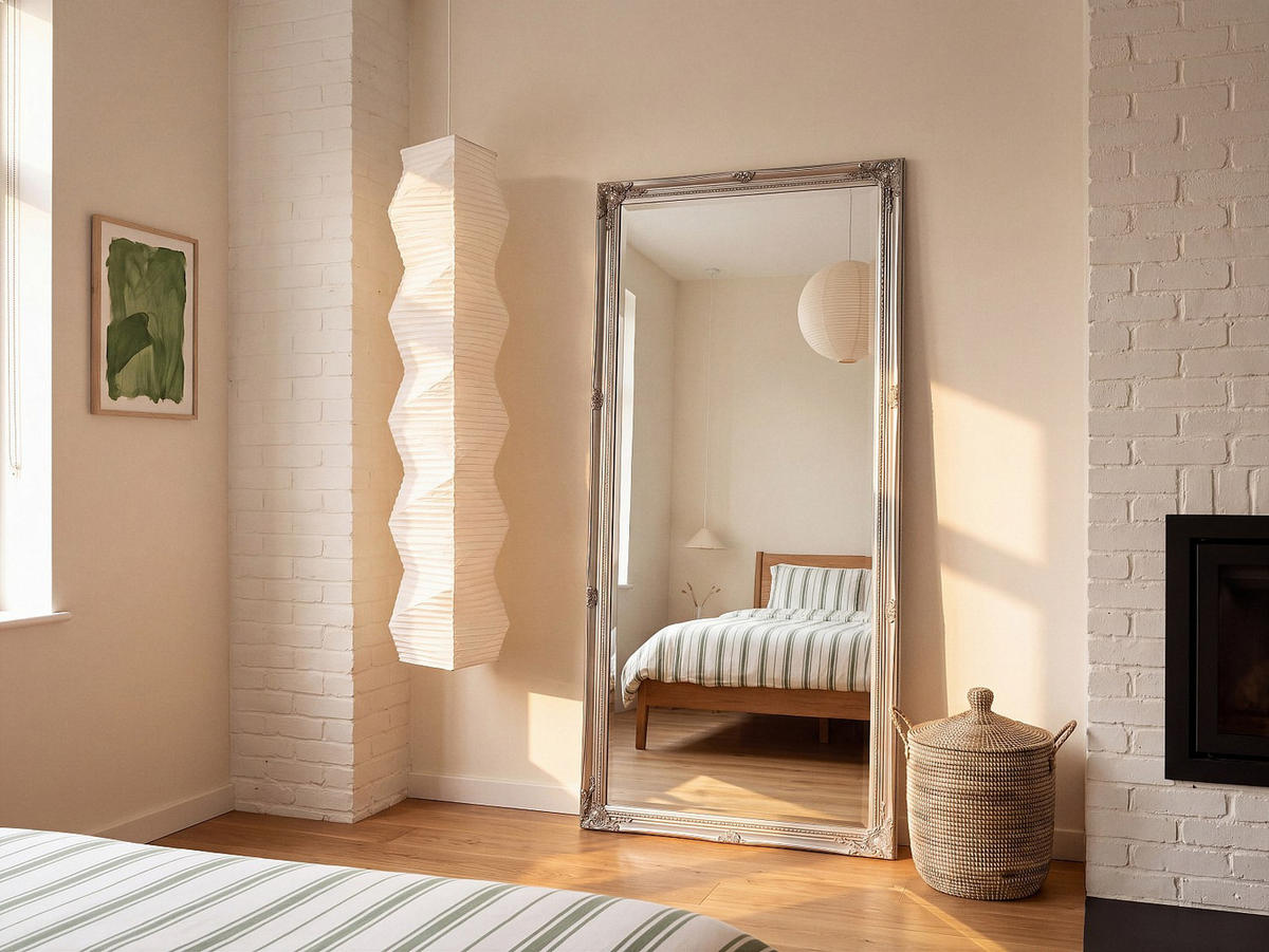WANDSPIEGEL - 80 cm x 3.5 cm - holz - silberfarben Elvire - Silberfarben, Holz (80/190/3.5cm) - Vente-Unique