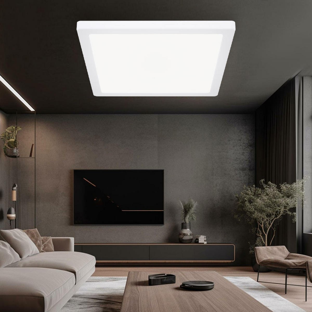 LED DECKENLEUCHTE LASSE Kunststoff Weiß - Weiß, Kunststoff (29.1/29.1/1.7cm) - Globo Lighting