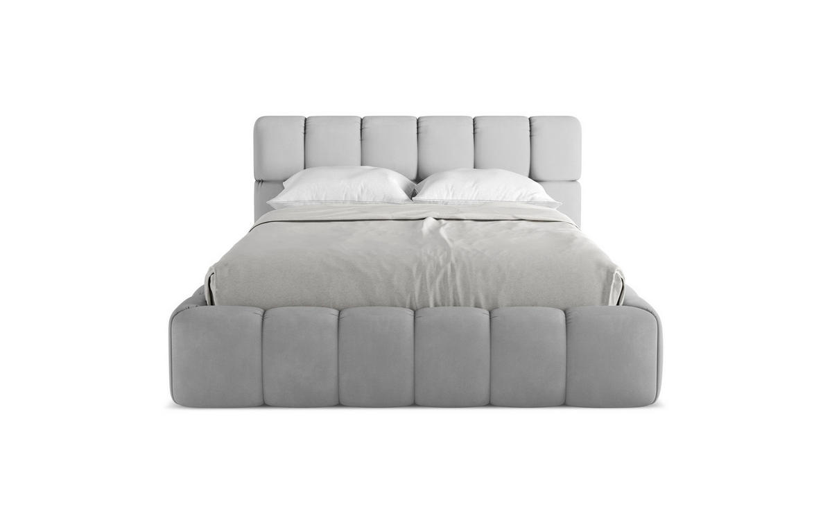 POLSTERBETT mit Bettkasten und Lattenrost 160x228 Grau - Hellgrau/Schwarz, Kunststoff/Textil (140/200cm) - Makamii