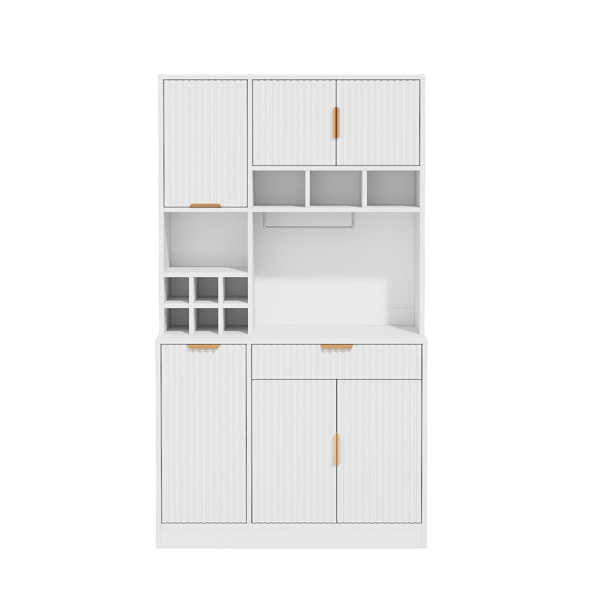 HOCHSCHRANK aus Spanplatte 100x40x175 cm Weiß mit Steckdosen, USB-Anschlüssen und Weinablage - Weiß, Holzwerkstoff (100/175/40cm) - IVMEU