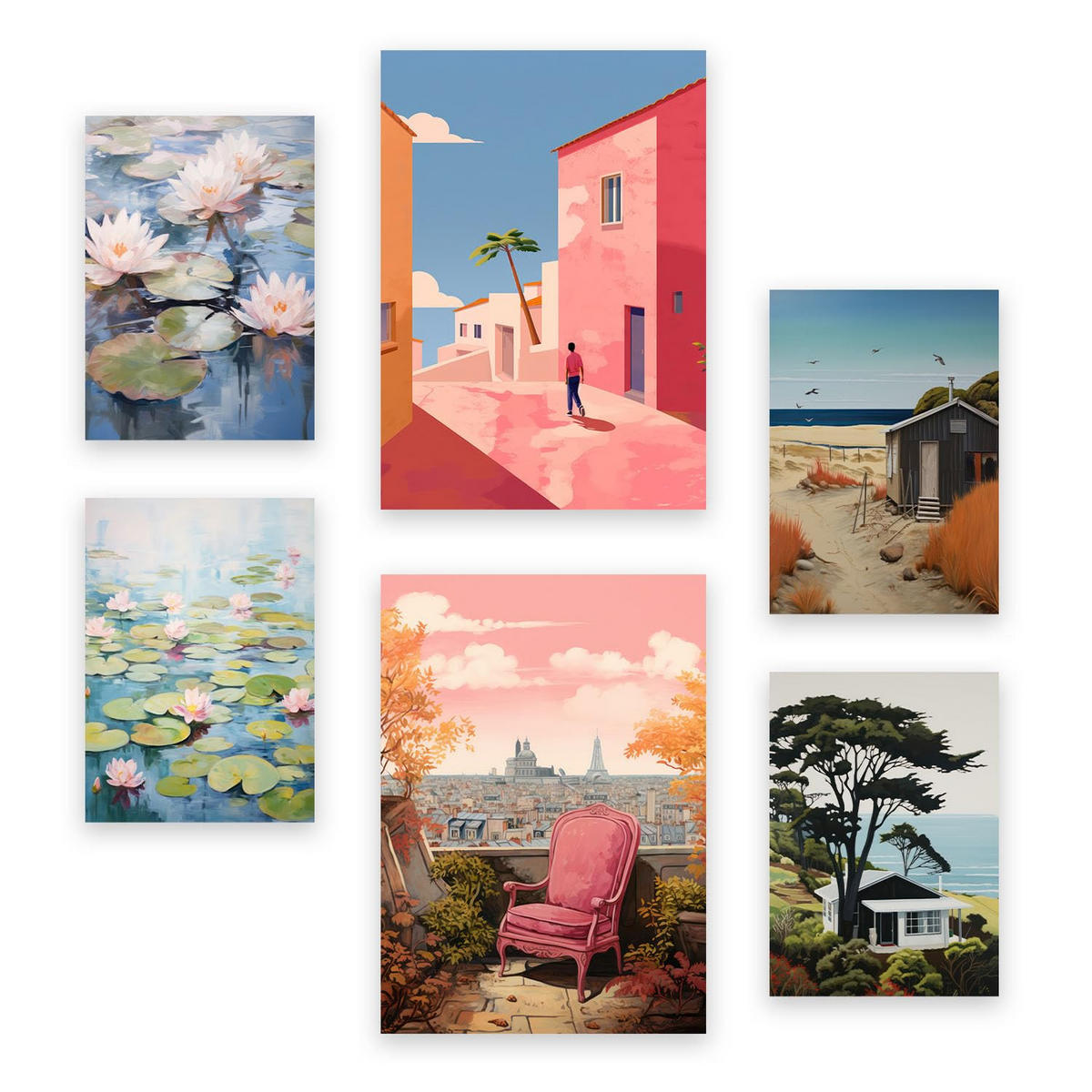 POSTER Set Mit 6 Entspannende Ruhe In Vielseitiger Stil A3 & A4 Rahmenlos - Klar, Papier (29/3cm) - Nacnic