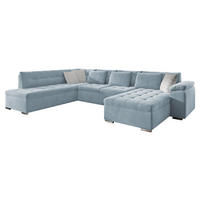 WOHNLANDSCHAFT Niko Bis, Seite: Rechts - Hellblau, Holz/Textil (348/76/205cm) - MIRJAN24