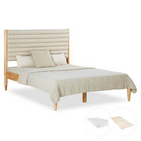 POLSTERBETT mit Matratze 140/200 cm in Beige - Naturfarben, Holz (140/200cm) - Homestyle4u
