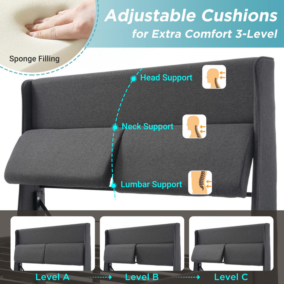 POLSTERBETT 160x200cm Doppelbett hydraulisch mit Stauraum & Kopfstütze Grau - Grau, Holz (160/200cm) - FLIEKS