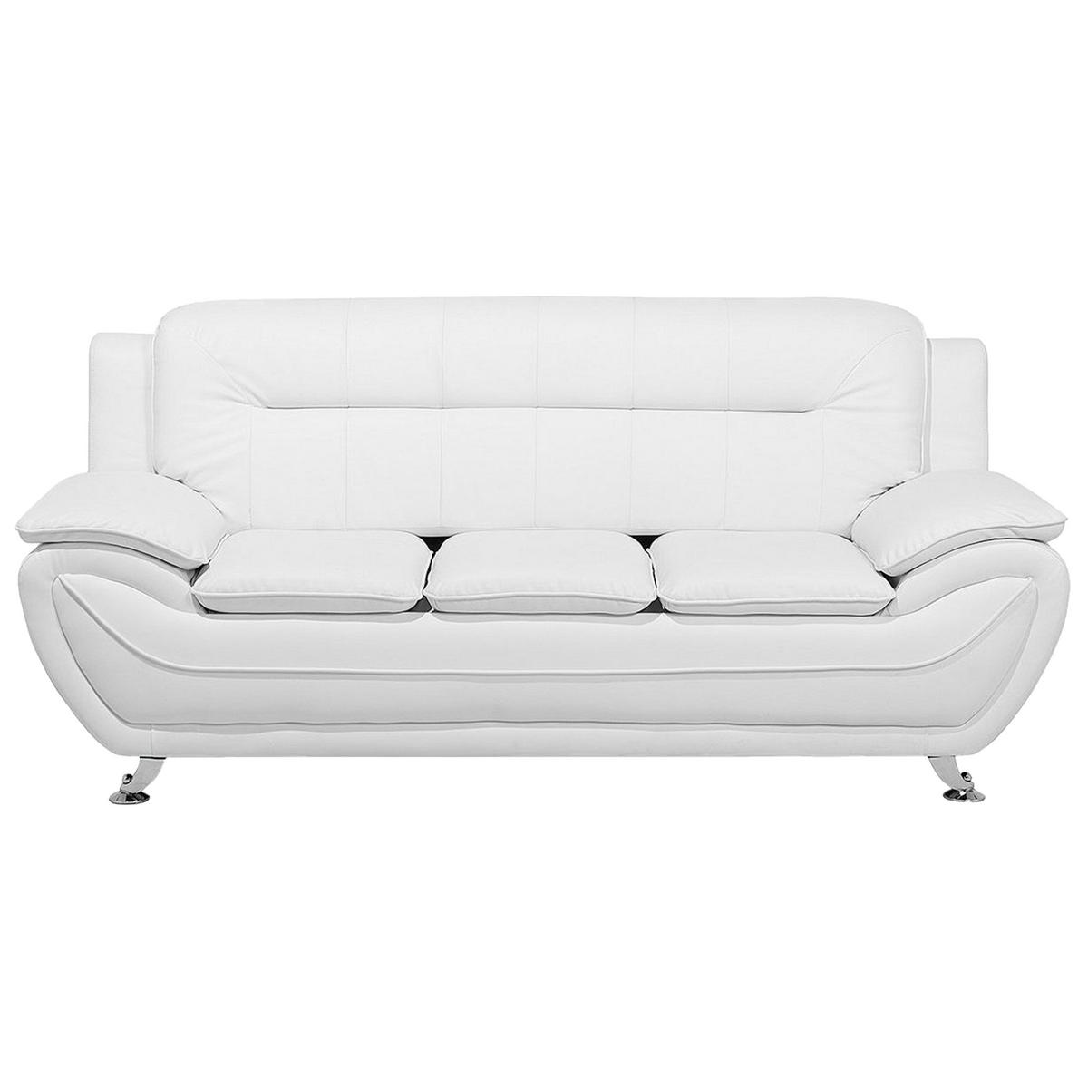 SOFA-SET 6-sitzer Kunstleder Weiß Leira - Weiß, Kunststoff (201/88/86cm) - Beliani
