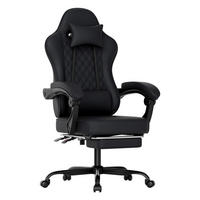 GAMINGSTUHL DE-40998 mit Lordosenstütze und Fußstütze Schwarz - Schwarz, Metall (58.5/120.5/63cm) - ComfortXL