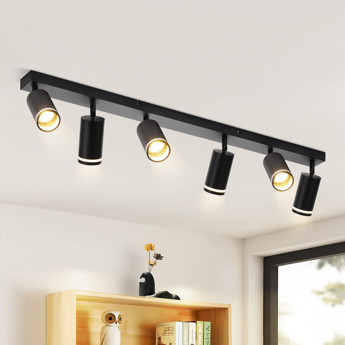 STRAHLER Vilbel 6-flammig 83/5/17 cm - Schwarz, Metall (83/5/17cm) - Nettlife