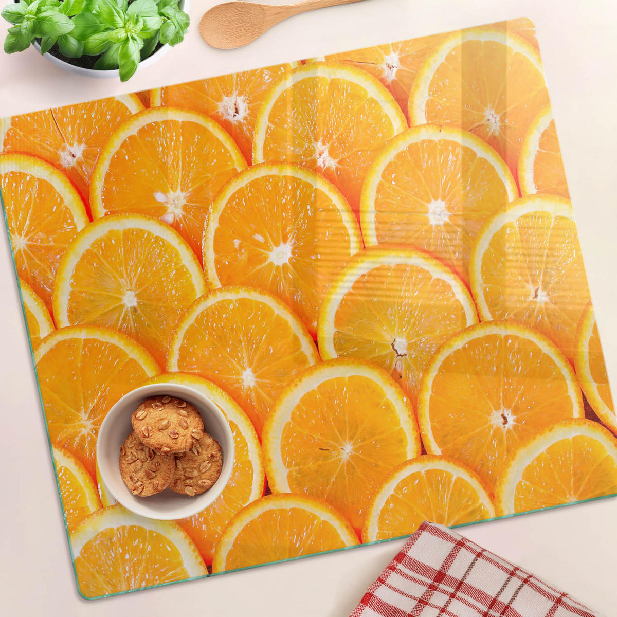 GLASPLATTE 60x52 cm Orangenscheiben - Orange, Glas (60/0.4/52cm) - TULUP