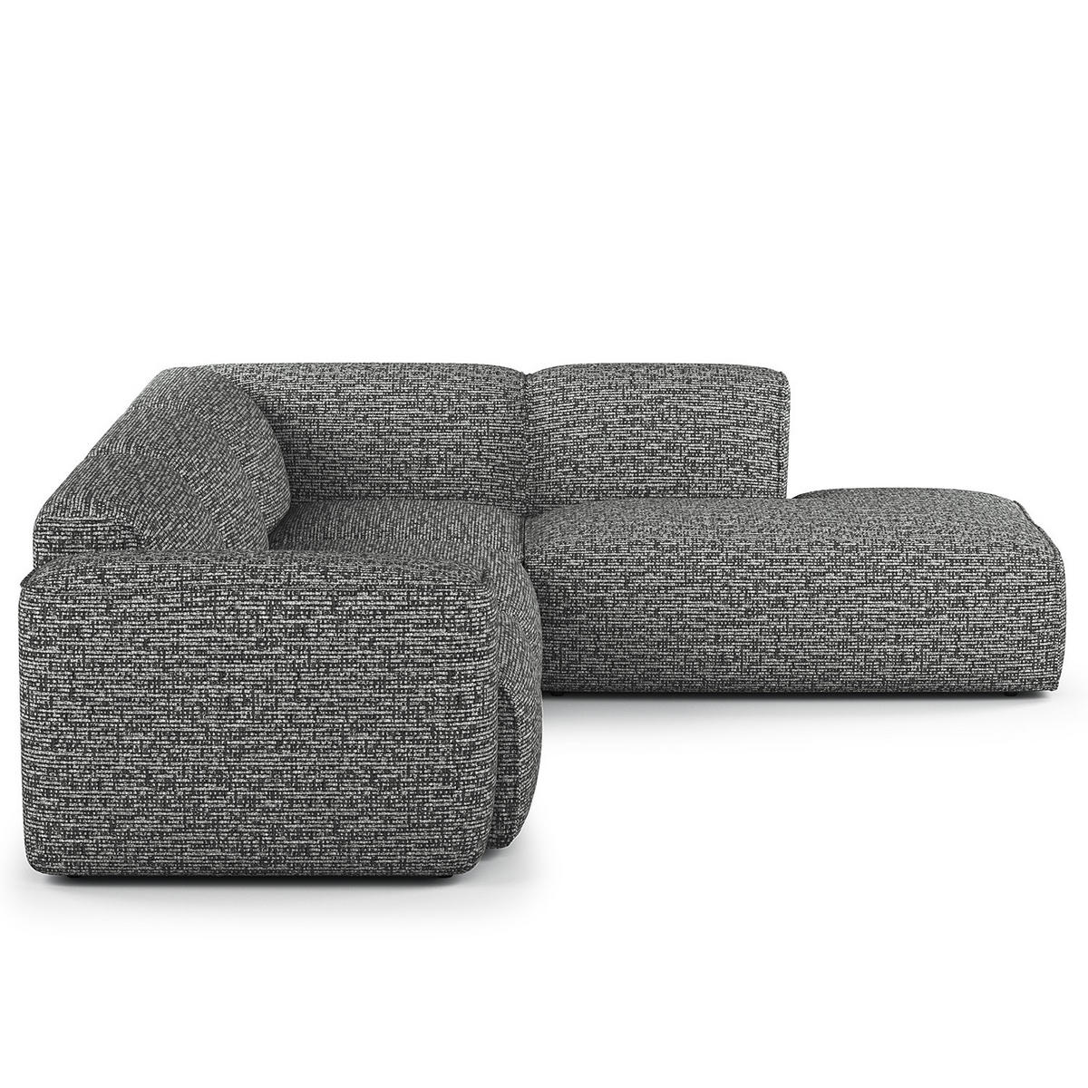3-SITZER ECKSOFA mit Recamiere - Schwarz/Grau, Kunststoff/Textil (295/231cm) - home24