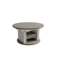 COUCHTISCH rund ausziehbar höhenverstellbar Schubalde 100/100/60 cm - Hellgrau/Weiß, Holzwerkstoff (100/100/60cm) - designimpex