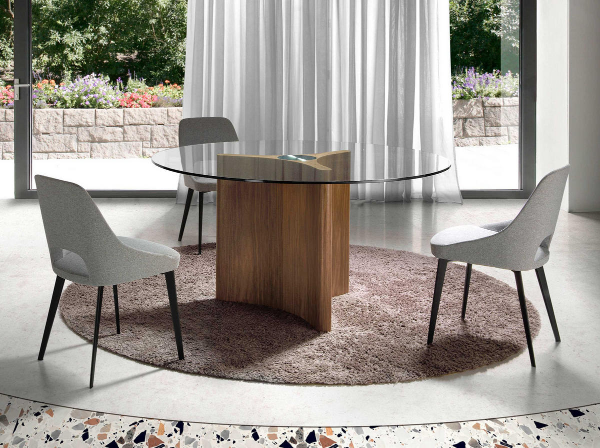 ESSTISCH Glas Walnuss 150/150/75 cm - Transparent/Walnussfarben, Holz (150/150/75cm) - ANGEL CERDA