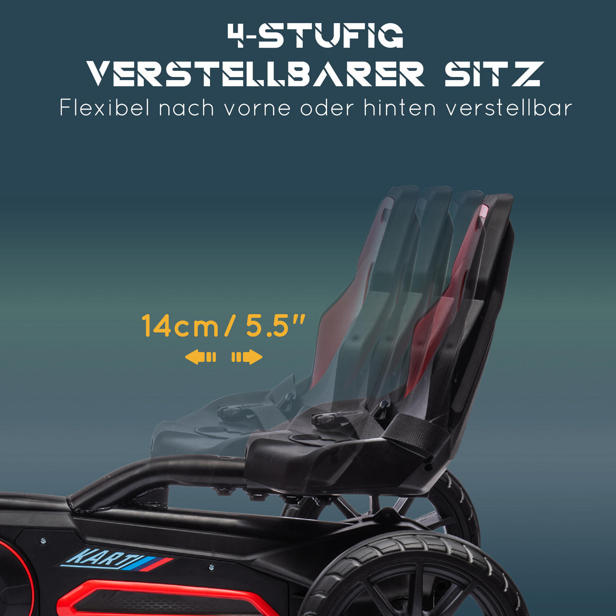 KINDER GO KART TRETAUTO, Blau/Rot, Metall+ Kunststoff - Rot, Metall (100/58/58.5cm) - HOMCOM