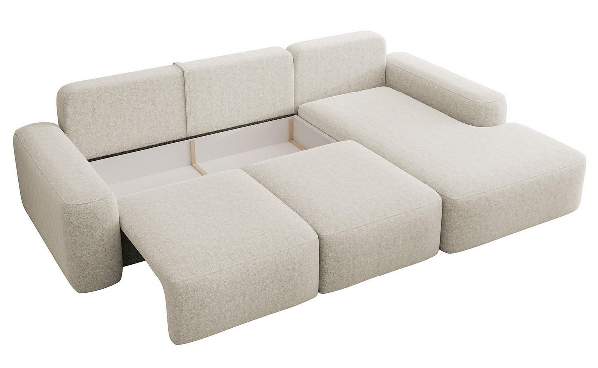 ECKSOFA Carnos Chenille-Bezug in Creme - Creme, Textil (264/162cm) - Selsey