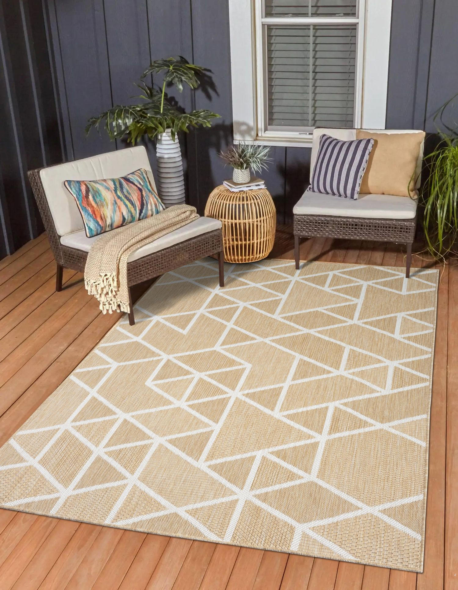OUTDOORTEPPICH Flint Beige,Dunkelgrau,Sandfarben 100/160 cm - Beige, Textil (100/160cm) - My-Rug