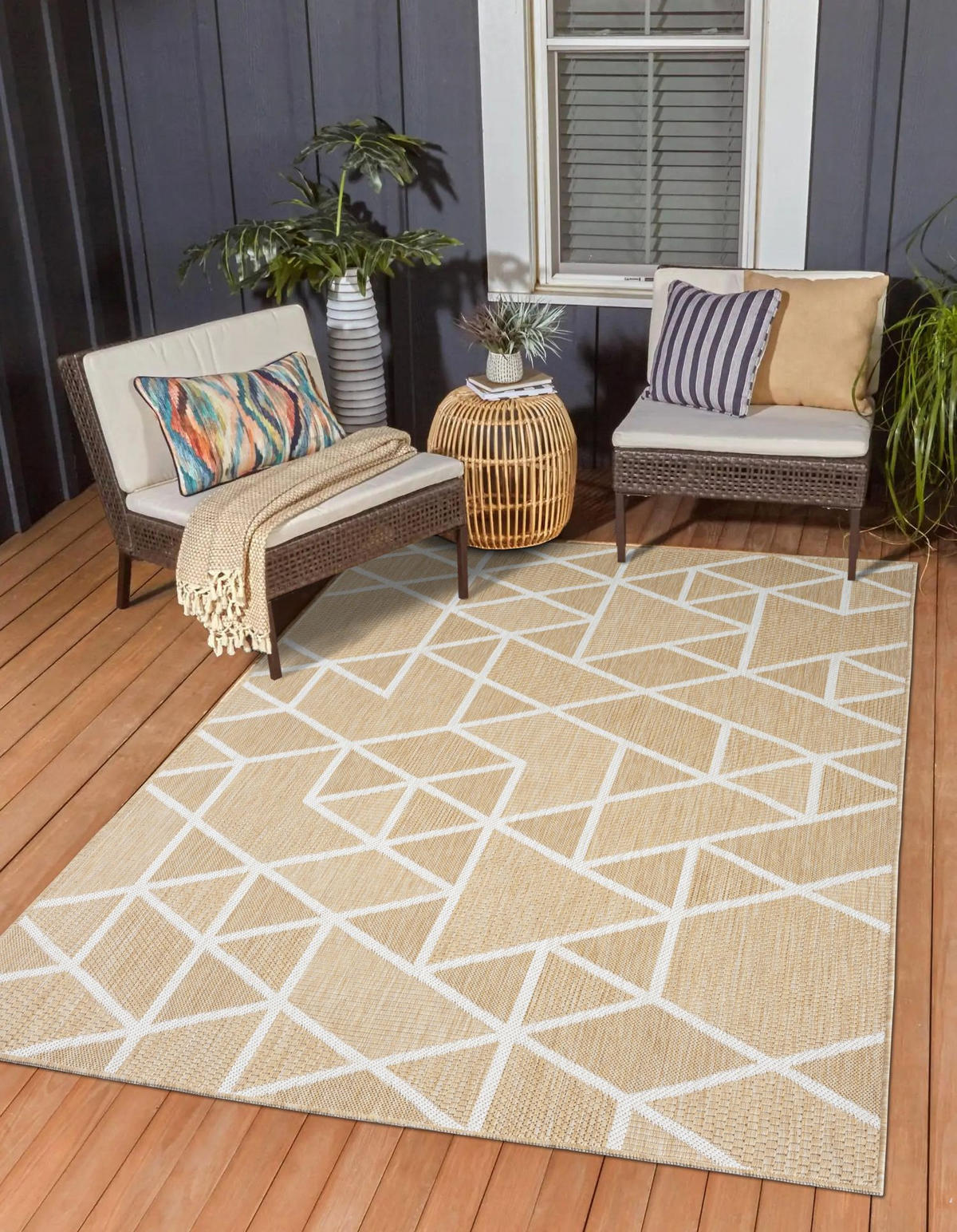 OUTDOORTEPPICH Flint Beige,Dunkelgrau,Sandfarben 100/160 cm - Beige, Textil (100/160cm) - My-Rug
