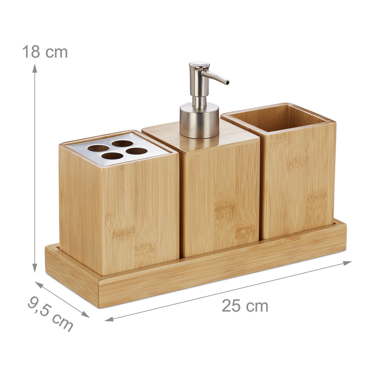 BADACCESSOIRES - Hellbraun, Holz/Metall (25/18/9.5cm) - Relaxdays