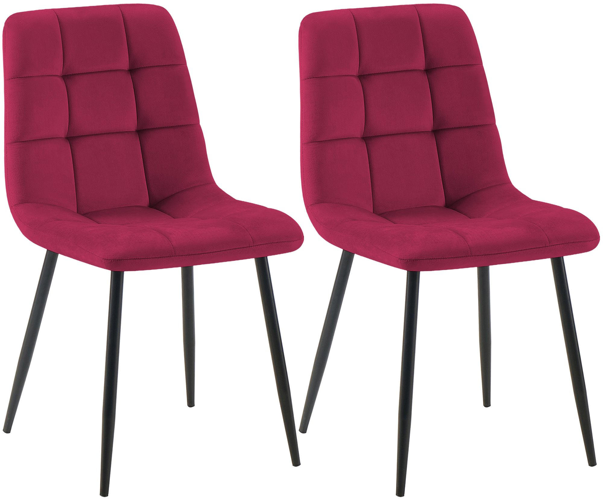 STUHL 2 Samt Rot - Rot/Schwarz, Textil/Metall (45/84/55cm) - CLP