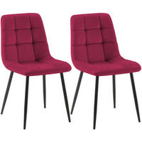 STUHL 2 Samt Rot - Rot/Schwarz, Textil/Metall (45/84/55cm) - CLP