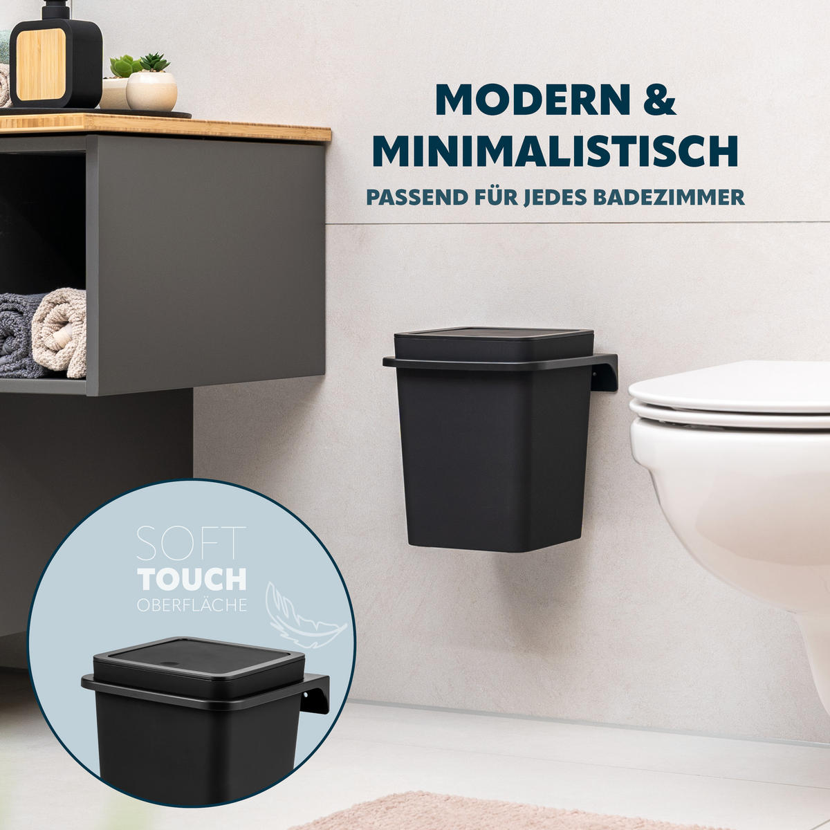 KOSMETIKEIMER SAVONA 6 Liter, schwarz - Schwarz, Kunststoff (18/25/18cm) - bremermann