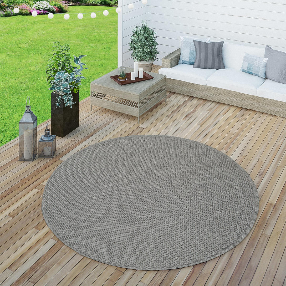 TIMBER 125 GRAU 160D - Grau, Kunststoff (160/160cm) - Paco Home