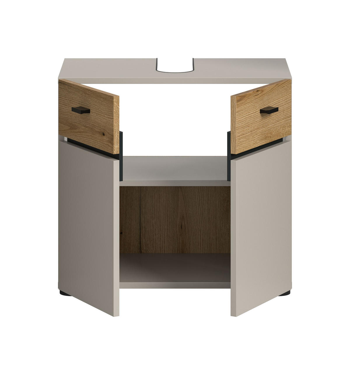 WASCHBECKENUNTERSCHRANK Aqua Kaschmir 60/35/56 cm - Beige, Holzwerkstoff (60/56/35cm) - Xonox