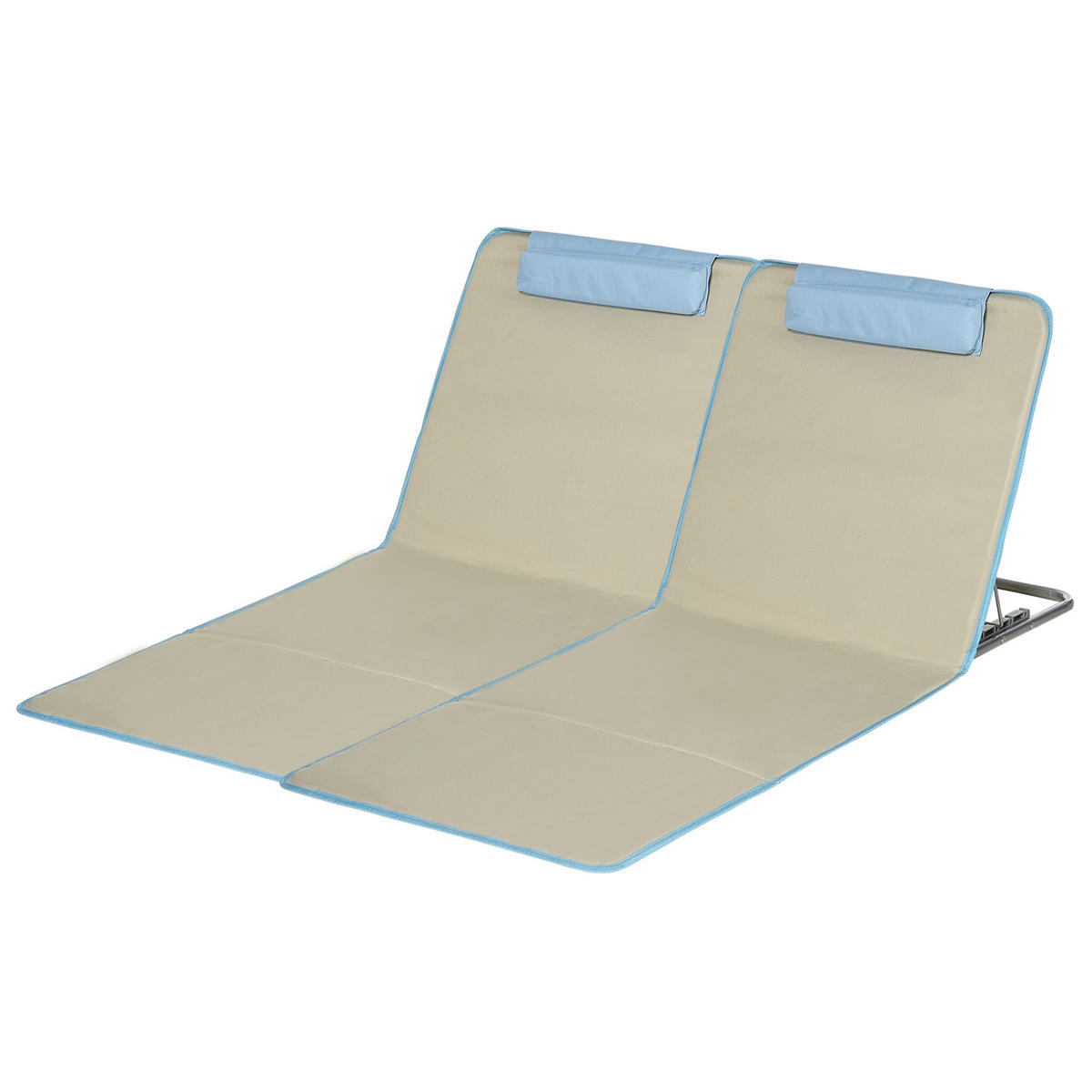 STRANDMATTE, 2er-Set, Beige, verstellbar und faltbar, 124L x 53B x 37-50H cm - Weiß, Metall (124/35/53cm) - Vallsero