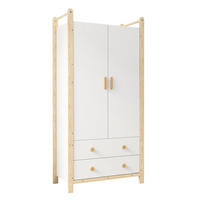 KLEIDERSCHRANK 2-türig 89,6/44/180,5 cm mit 2 Schubladen in Weiß/Kiefer - Weiß, Holzwerkstoff (89.6/180.5/44cm) - BEAOK