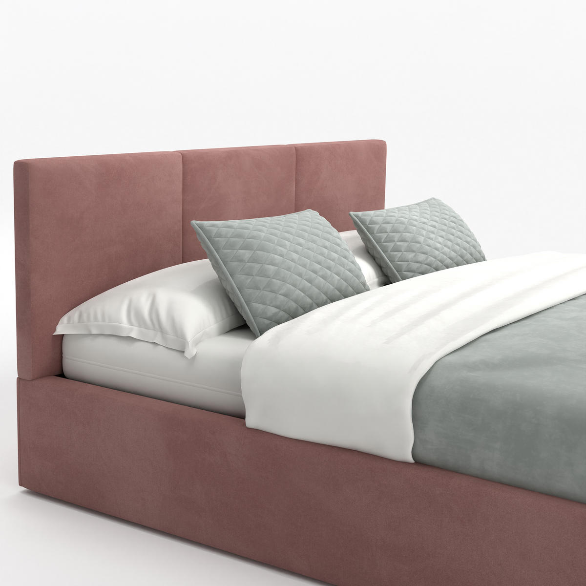 POLSTERBETT mit Stauraum Altrosa 120x200cm Kopfteil 88cm - Altrosa, Holzwerkstoff/Textil (120/200cm) - Muralo
