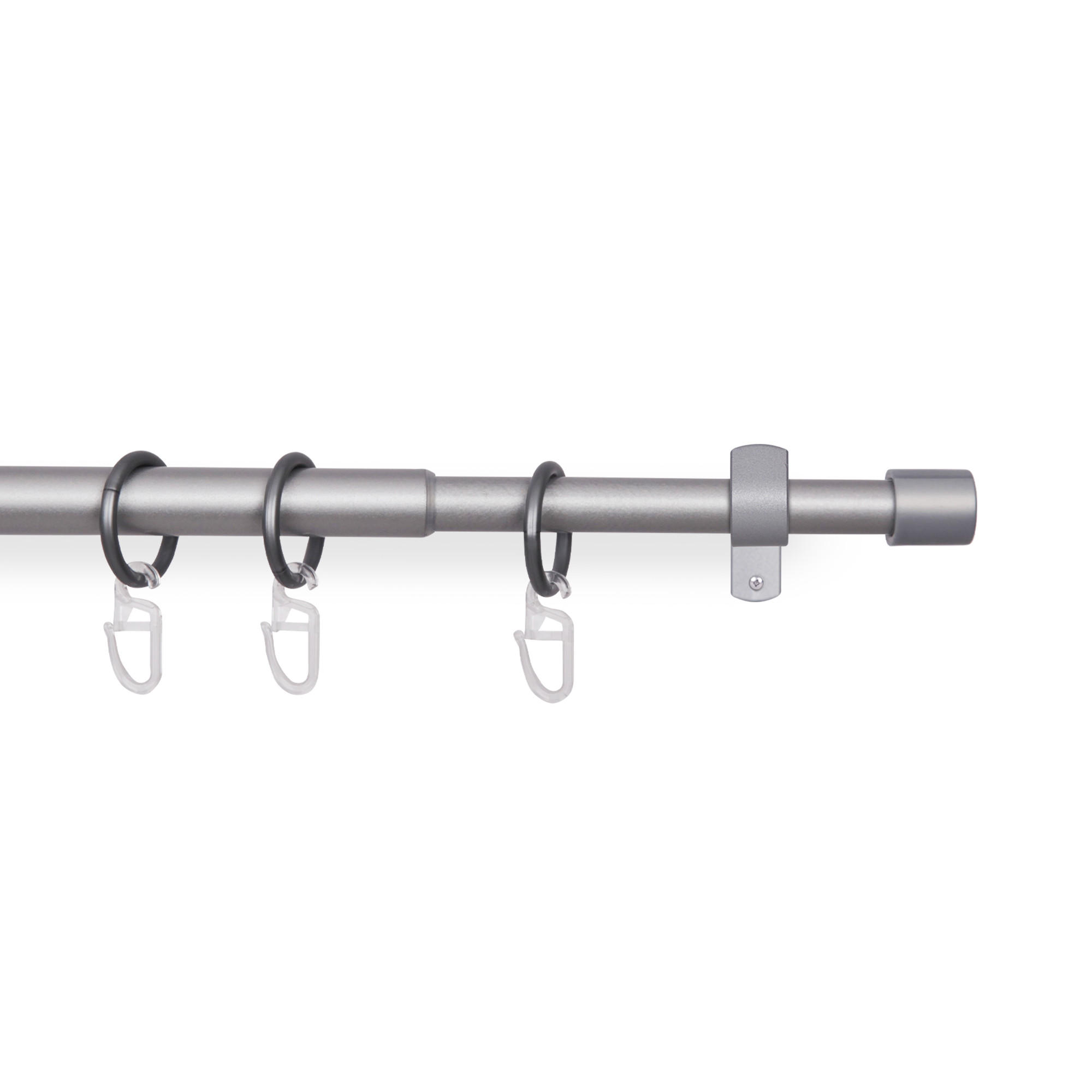 GARDINENSTANGENSET 120-220cm Silber Basic - Silberfarben, Metall (120cm)