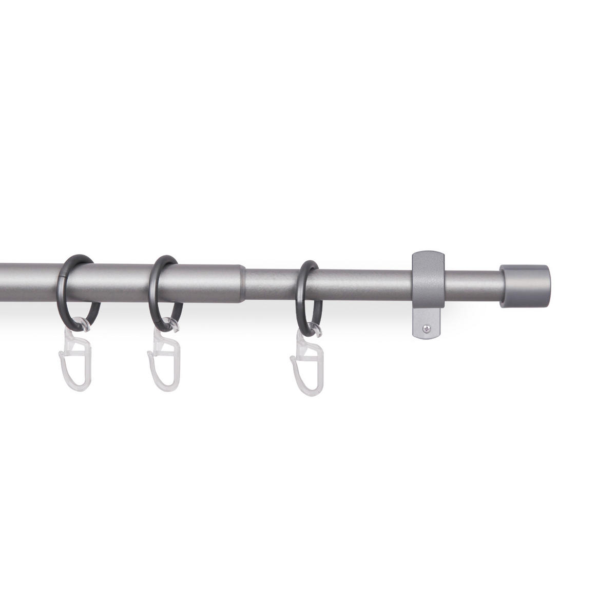 GARDINENSTANGENSET 120-220cm Silber Basic - Silberfarben, Metall (120cm)
