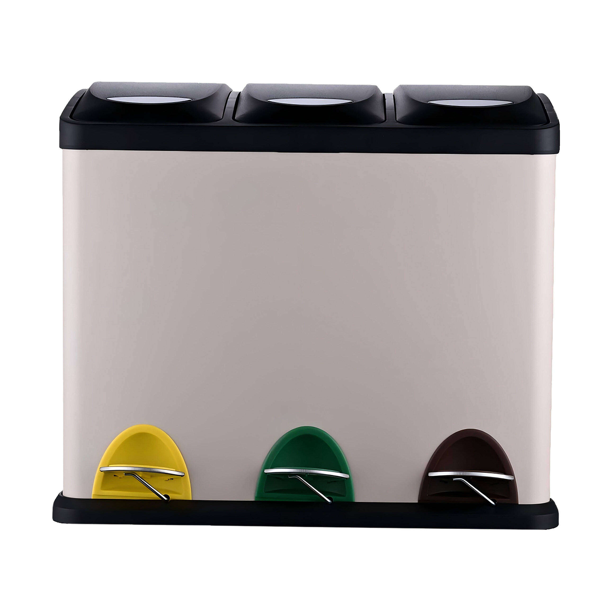 MÜLLEIMER 3x8l - Beige, Kunststoff/Metall (46/39.5/26.5cm) - Relaxdays