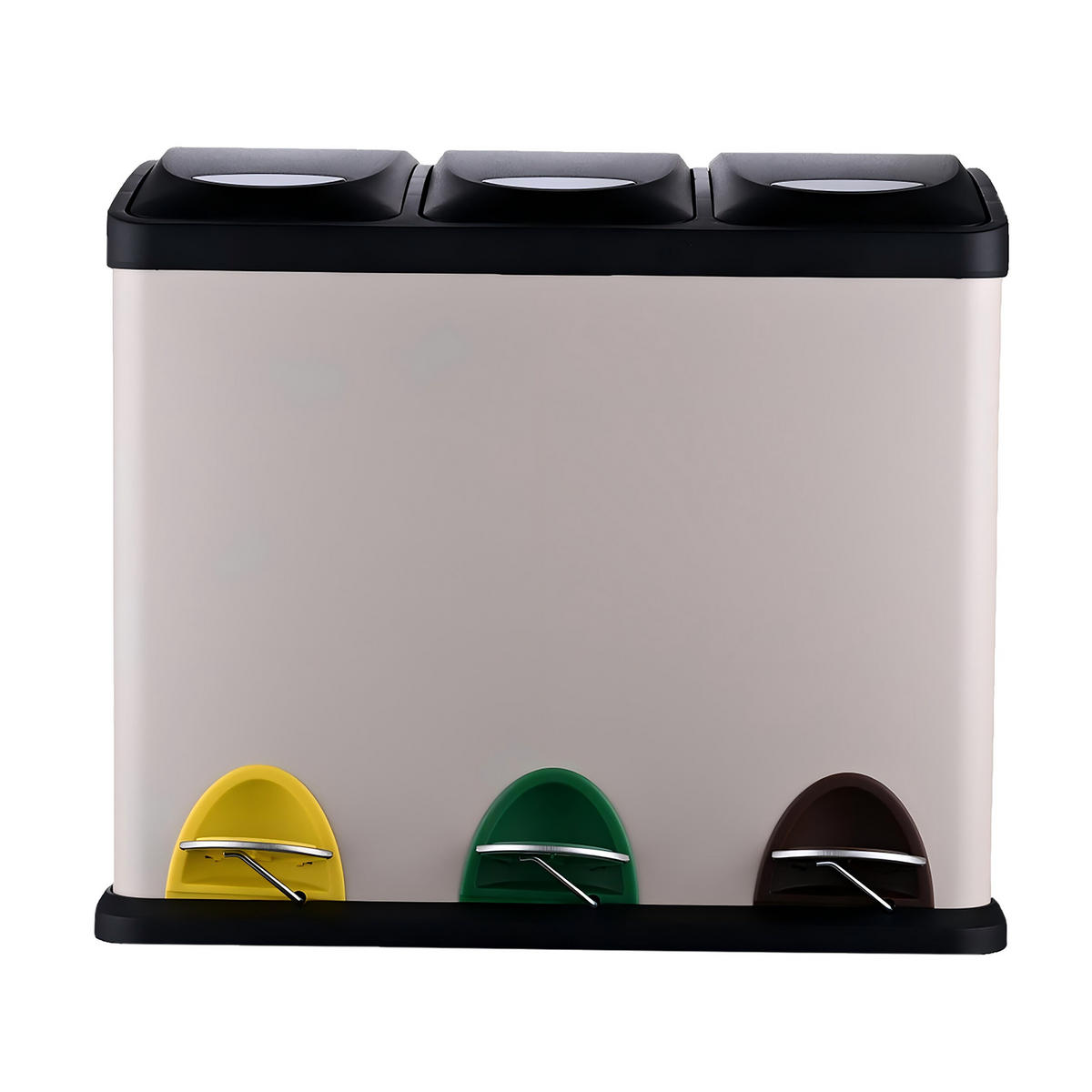 MÜLLEIMER 3x8l - Beige, Kunststoff/Metall (46/39.5/26.5cm) - Relaxdays