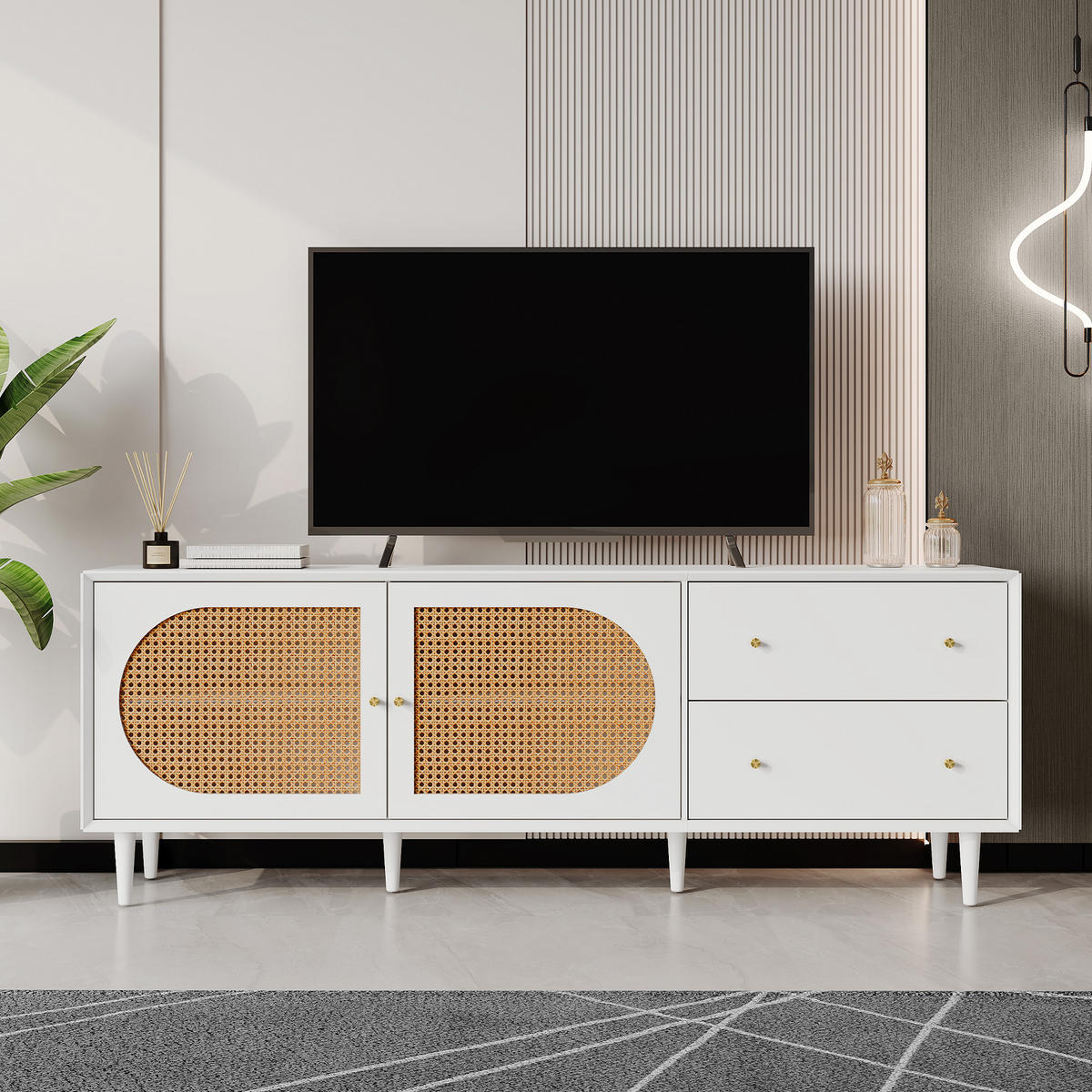 TV-SCHRANK Weiß 180/40/65 cm - Weiß, Holzwerkstoff (40/65/180cm) - Urban Meuble