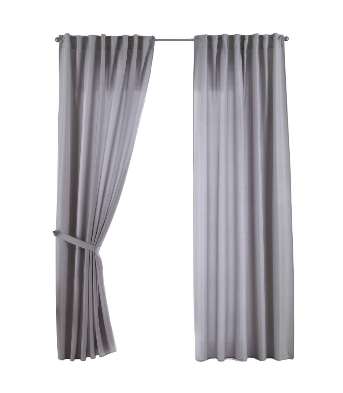 SCHLAUFENGARDINE 2ER SET »Jena« HxB 145x140 cm Silber - Silberfarben, Textil (140/145cm) - Gardinenbox
