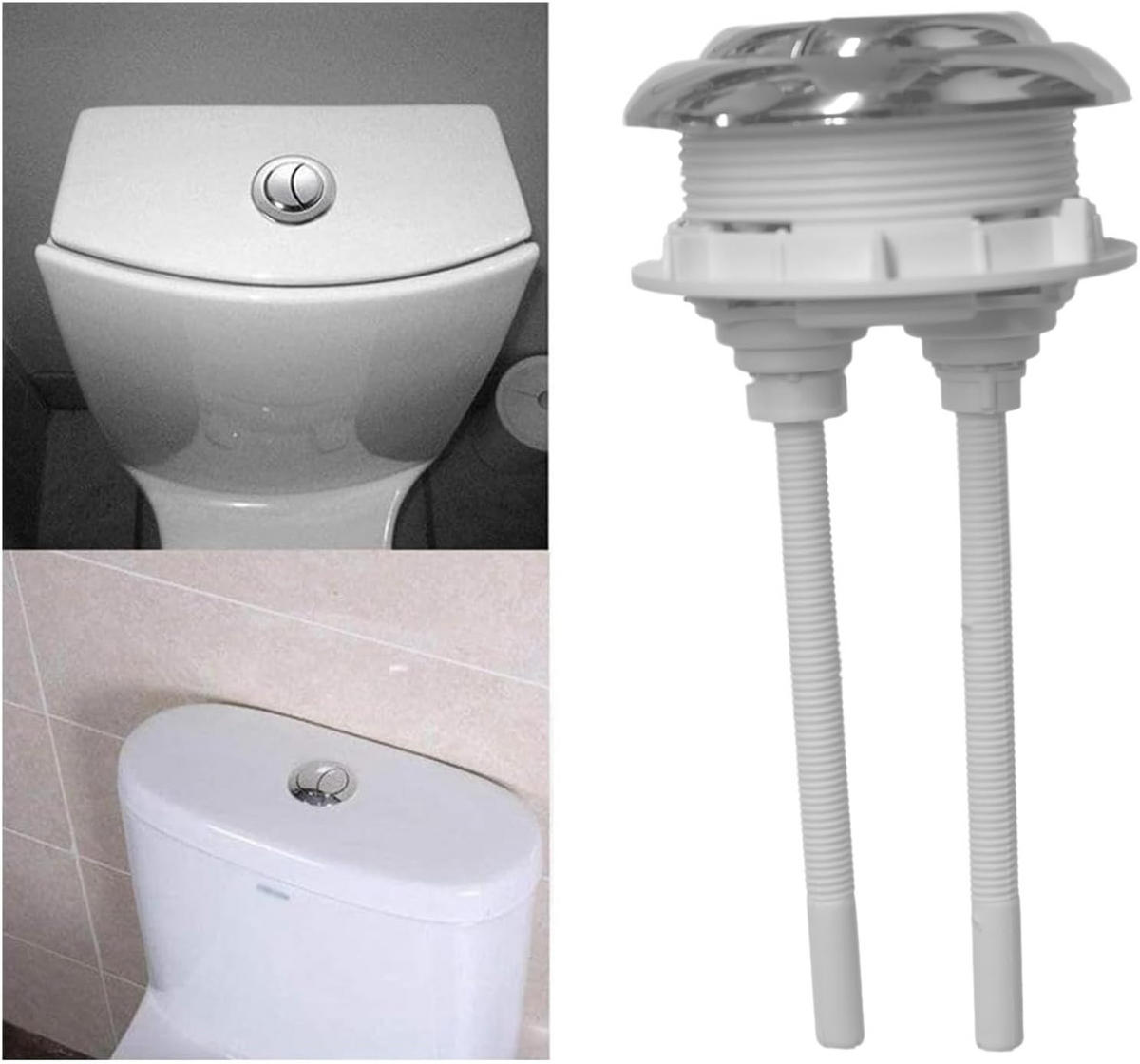 WC-SPÜLTASTE, Doppelhebel, silber, 5.8 cm Durchmesser,2er-Pack - Silberfarben, Kunststoff (5/7/11cm)