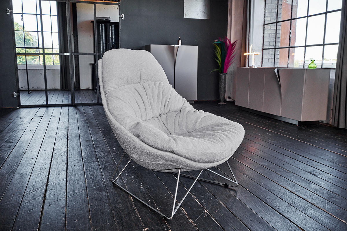 RELAXSESSEL AVON Grau Webstoff - Silberfarben/Grau, Textil/Metall (78/93/105cm) - KAWOLA