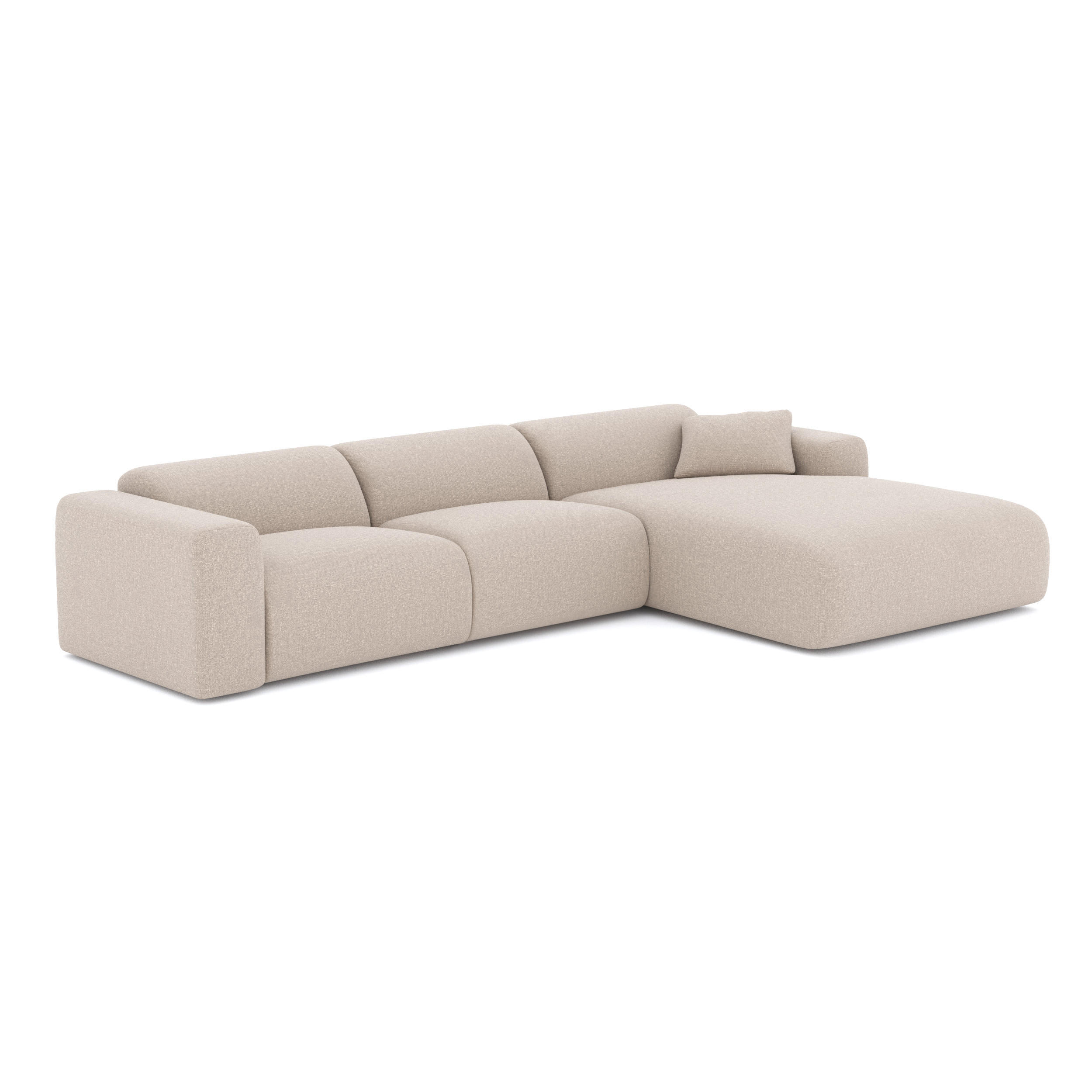 ECKSOFA RECHTS Rastergewebe Beige 280cm - Beige, Textil (280/165cm) - Sia Home