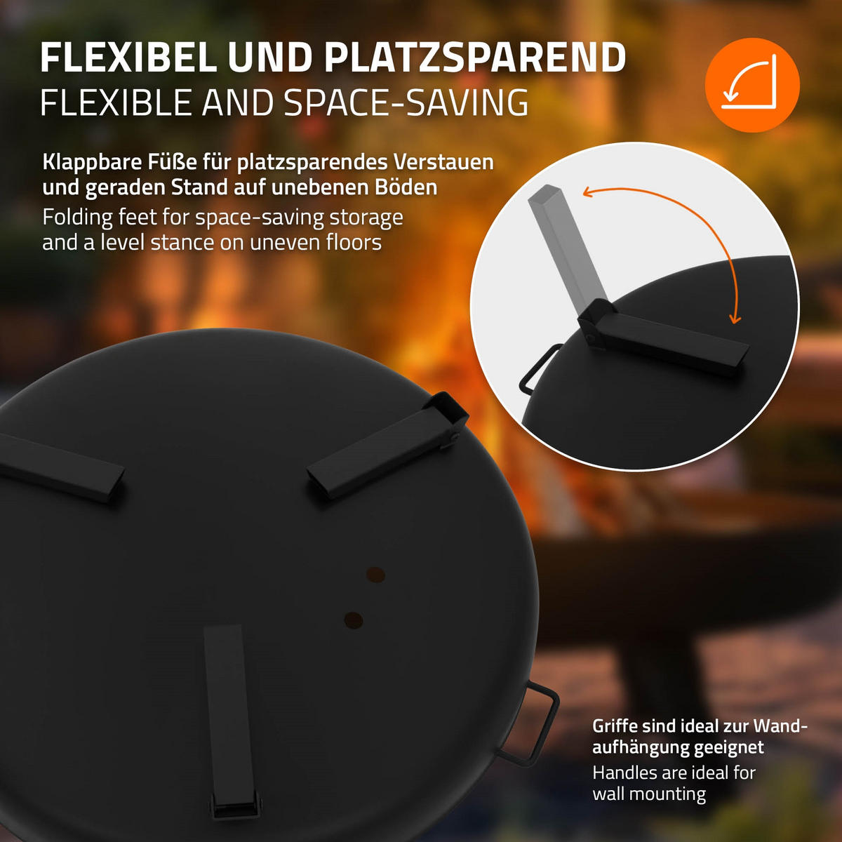 FEUERSCHALE - Schwarz, Metall (70/27/77.5cm) - ECD-Germany