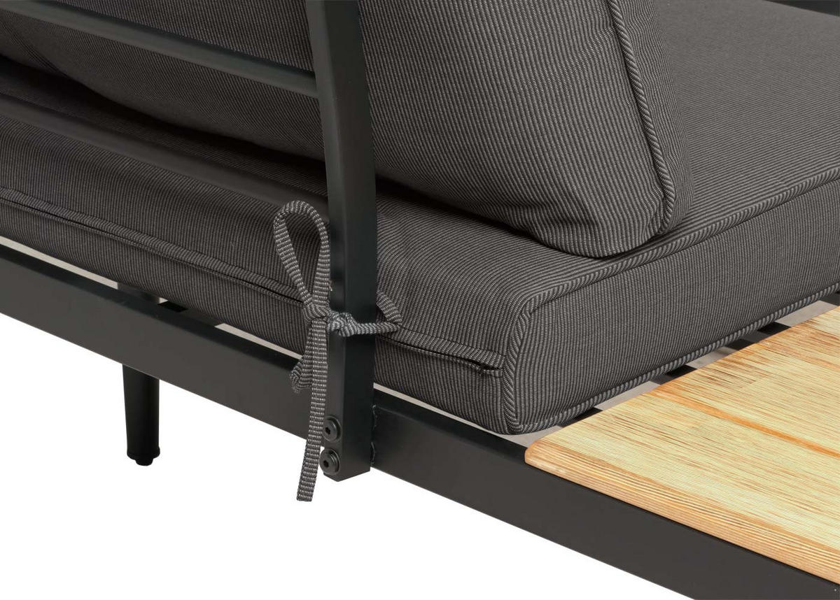 LOUNGE-SET Gartengarnitur Hellbraun Kissen Dunkelgrau - Braun, Metall - PROREGAL
