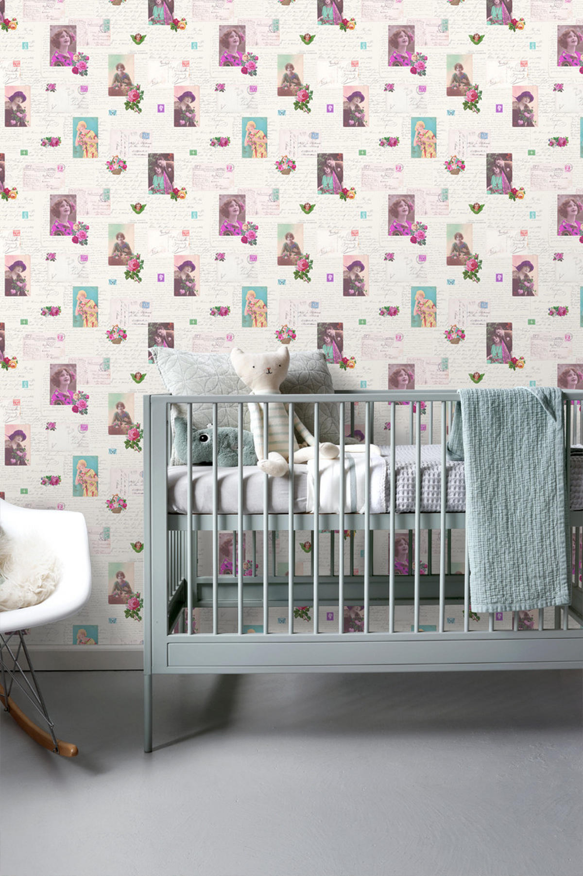 TAPETE vintage Postkarten 53 cm x 10.05 m - Pink, Papier (53/1000cm) - ESTAhome