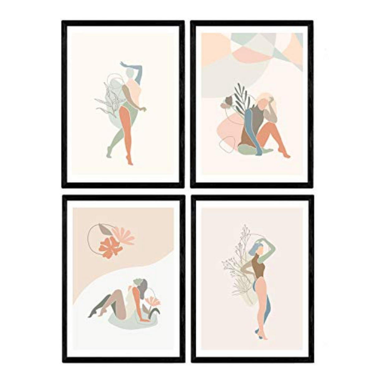 POSTER Set mit 4 Töne weiblichen Figuren Kuchen A3 Rahmenlos - Klar, Papier (29.7/3cm) - Nacnic