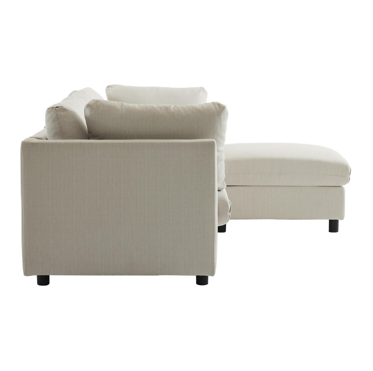 ECKSOFA Leinenstoff mit Fußhocker und Kissen 220/83/81 cm Beige - Beige, Textil (81/83cm) - Redom
