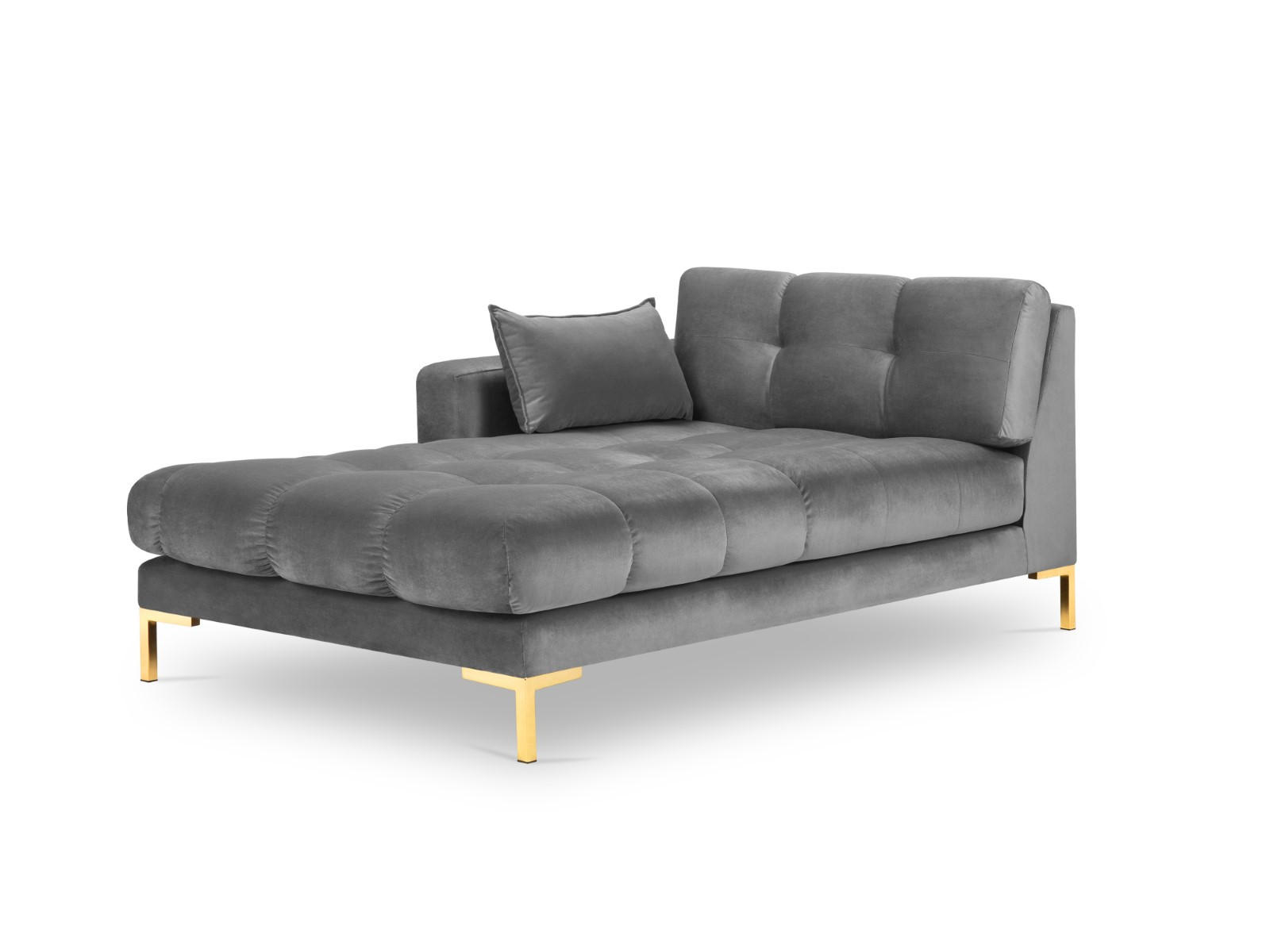CHAISELONGUE links Mamaia aus Samt hellgrau - Hellgrau, Textil (102/75/185cm) - Micadoni