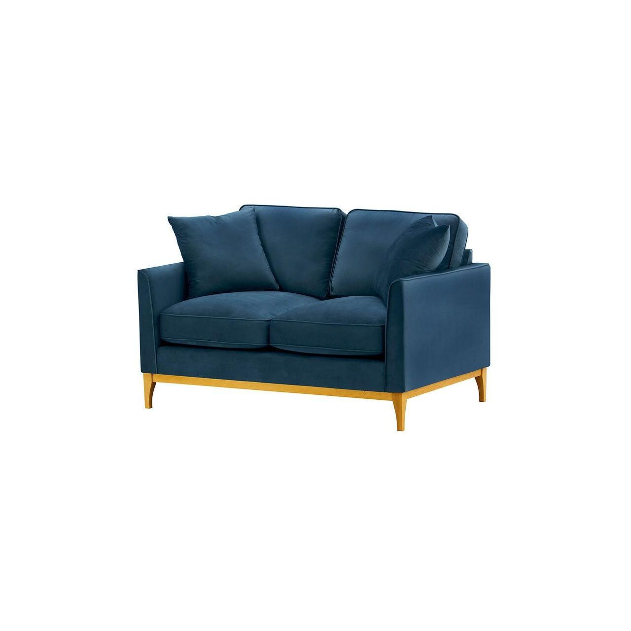 ZWEISITZER-SOFA Linara-Velluto 11 - Dunkelblau, Holz/Textil (141/91/95cm)