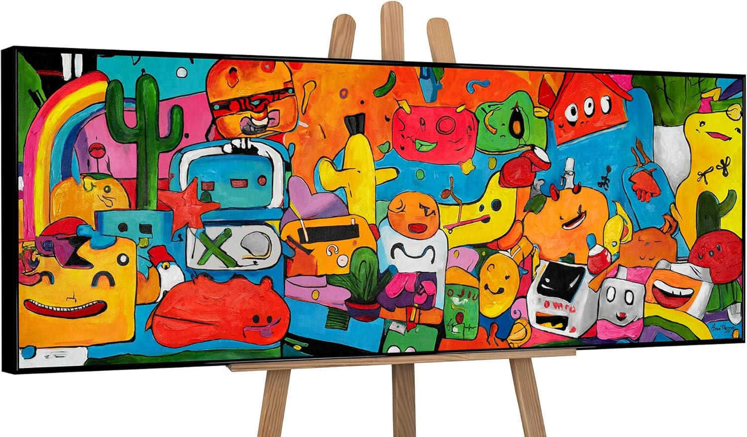 GEMÄLDE Farbenfrohe Welt Schattenfugenrahmen Schwarz 150x50 cm - Schwarz, Holz (150/50cm) - YS-art gallery
