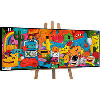 GEMÄLDE Farbenfrohe Welt Schattenfugenrahmen Schwarz 150x50 cm - Schwarz, Holz (150/50cm) - YS-art gallery