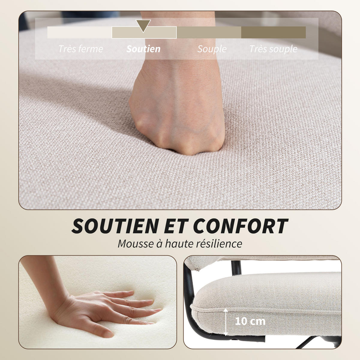 DREHSTUHL DE-11816 höhenverstellbar & 360° drehbar Creme - Weiß, Textil (63/92/65cm) - ComfortXL